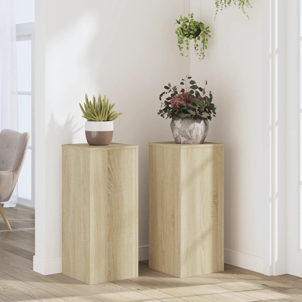 Plantestativer 2 Stk Sonoma Eik 30X30X70 Cm Konstruert Tre