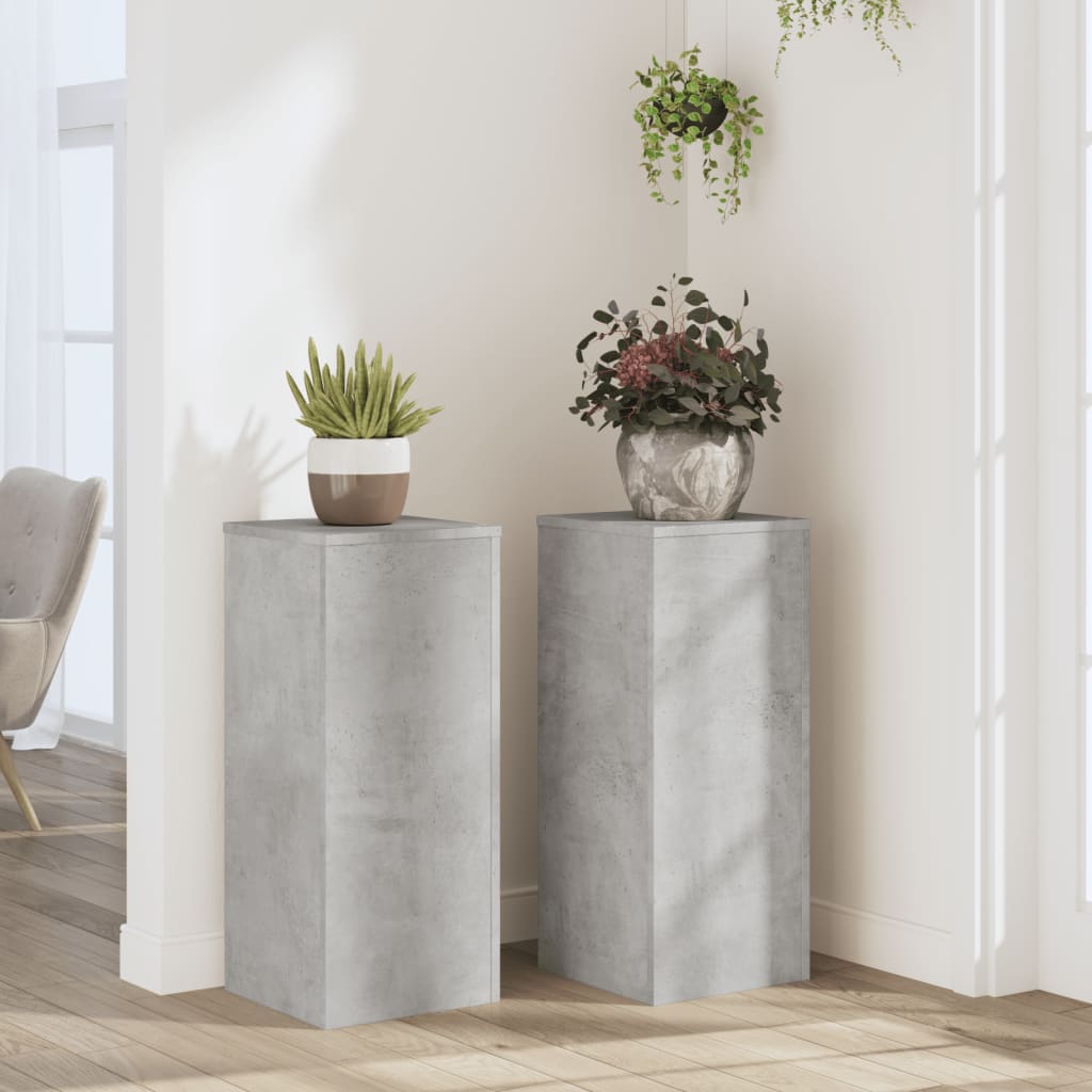 Plantestativer 2 Stk Betonggrå 30X30X70 Cm Konstruert Tre