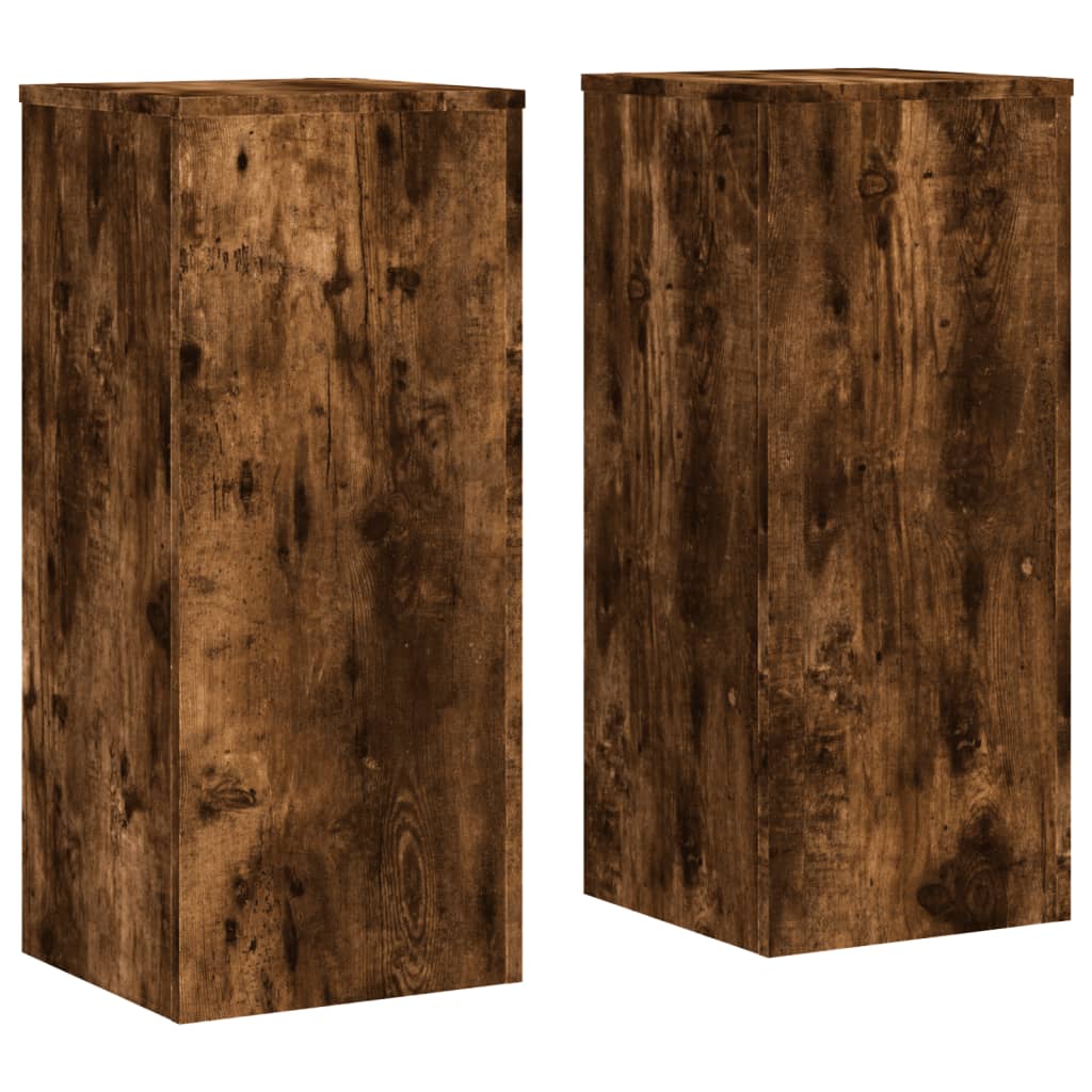 Plantestativer 2 Stk Røkt Eik 30X30X70 Cm Konstruert Tre