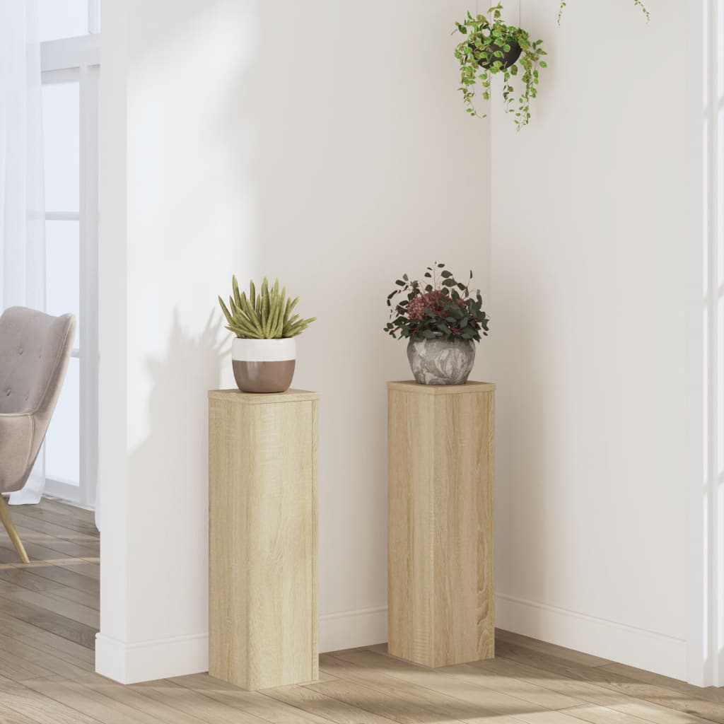 Plantestativer 2 Stk Sonoma Eik 17X17X60 Cm Konstruert Tre