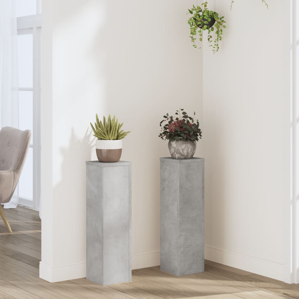 Plantestativer 2 Stk Betonggrå 17X17X60 Cm Konstruert Tre
