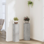 Plantestativer 2 Stk Betonggrå 17X17X60 Cm Konstruert Tre