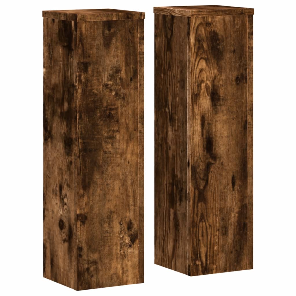Plantestativer 2 Stk Røkt Eik 17X17X60 Cm Konstruert Tre