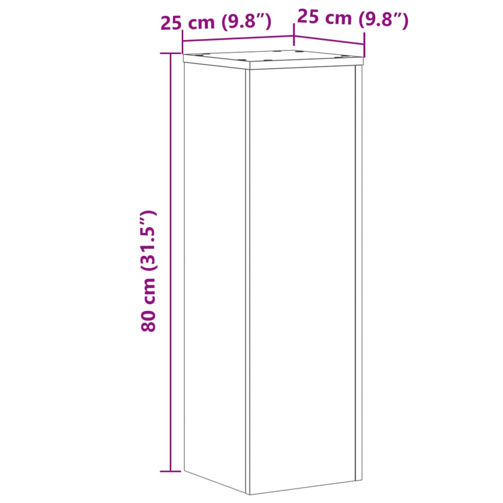 Plantestativer 2 Stk Sonoma Eik 25X25X80 Cm Konstruert Tre