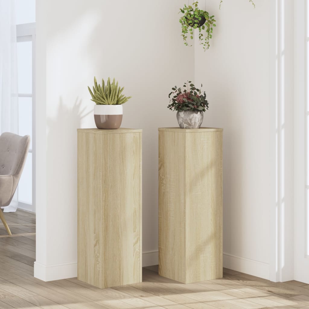 Plantestativer 2 Stk Sonoma Eik 25X25X80 Cm Konstruert Tre