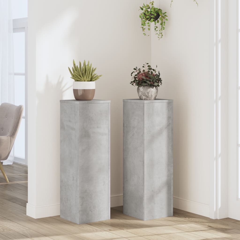 Plantestativer 2 Stk Betonggrå 25X25X80 Cm Konstruert Tre