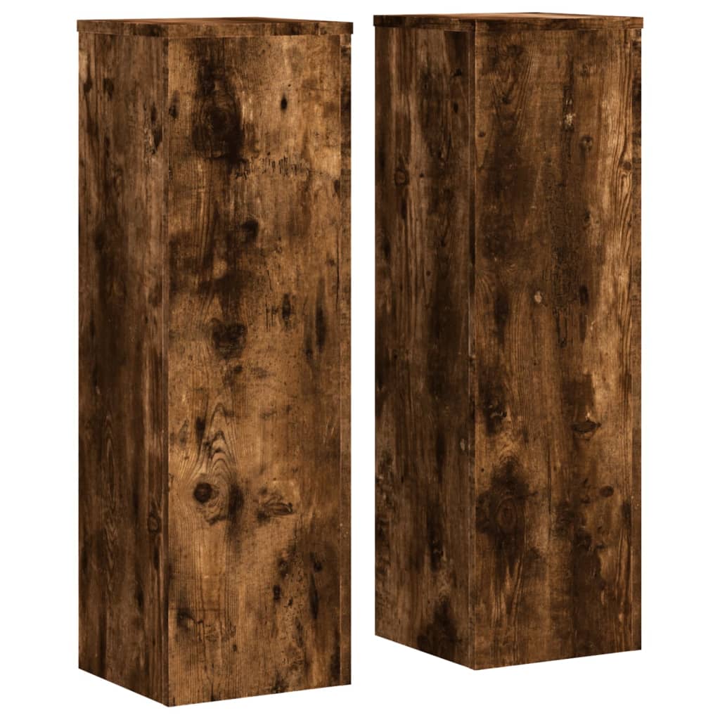 Plantestativer 2 Stk Røkt Eik 25X25X80 Cm Konstruert Tre