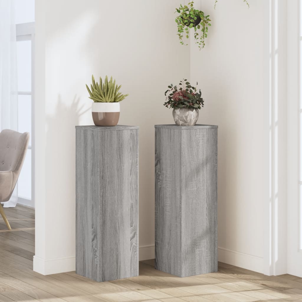 Plantestativer 2 Stk Grå Sonoma 25X25X80 Cm Konstruert Tre