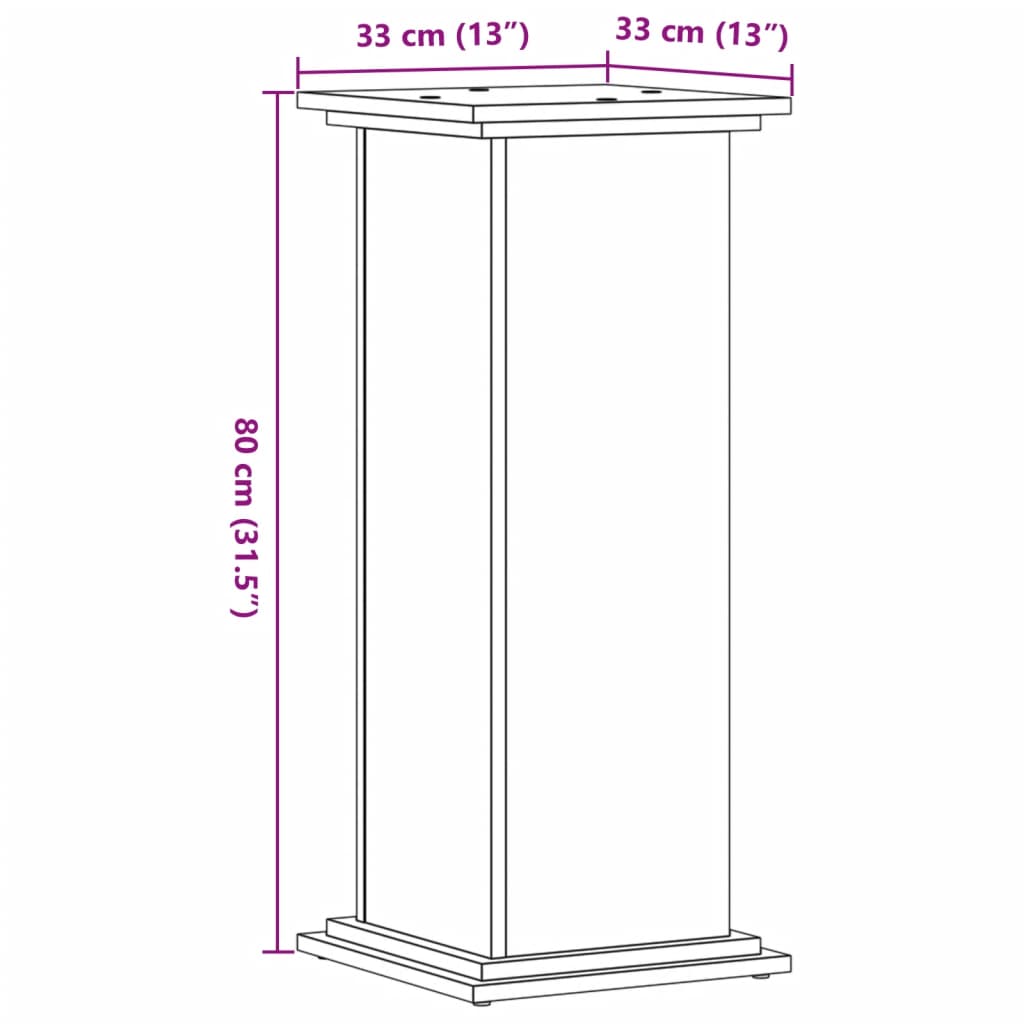 Plantestativ Sonoma Eik 33X33X80 Cm Konstruert Tre