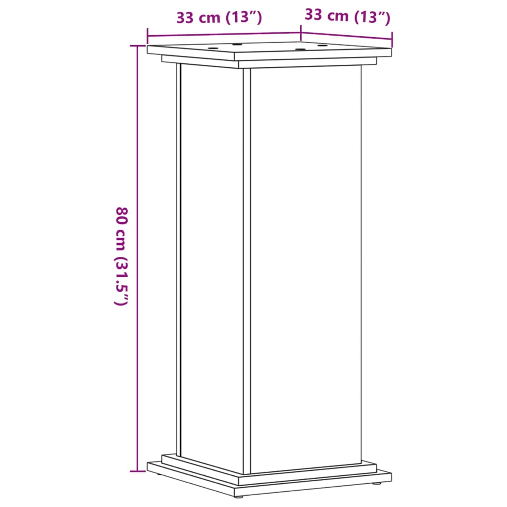 Plantestativ Gammelt Tre 33X33X80 Cm Konstruert Tre