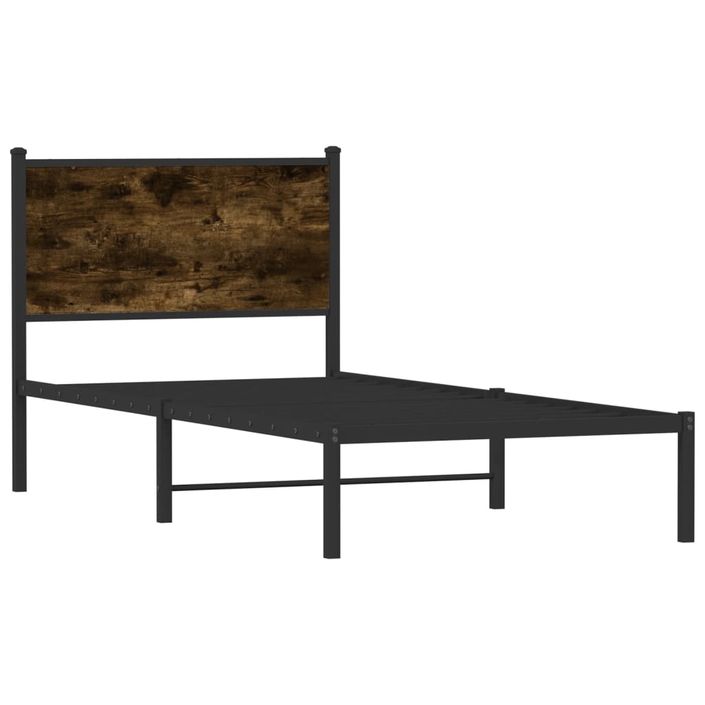 Sengeramme I Metall Uten Madrass Røkt Eik 90X200 Cm
