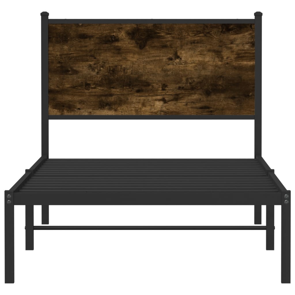 Sengeramme I Metall Uten Madrass Røkt Eik 90X200 Cm