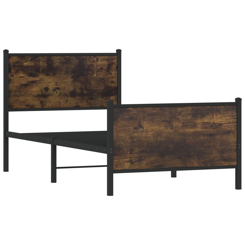 Sengeramme I Metall Uten Madrass Røkt Eik 90X200 Cm