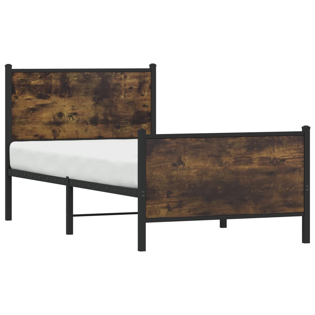 Sengeramme I Metall Uten Madrass Røkt Eik 90X200 Cm