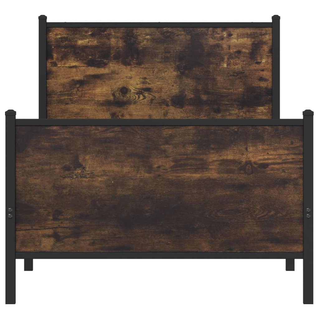 Sengeramme I Metall Uten Madrass Røkt Eik 90X200 Cm