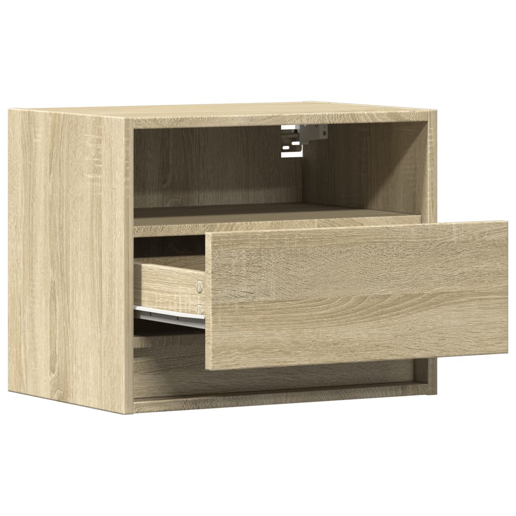 Vegghengte Nattbord Med Led-Lys 2 Stk Sonoma Eik