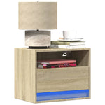 Vegghengte Nattbord Med Led-Lys 2 Stk Sonoma Eik