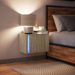 Vegghengt Nattbord Med Led-Lys Sonoma Eik