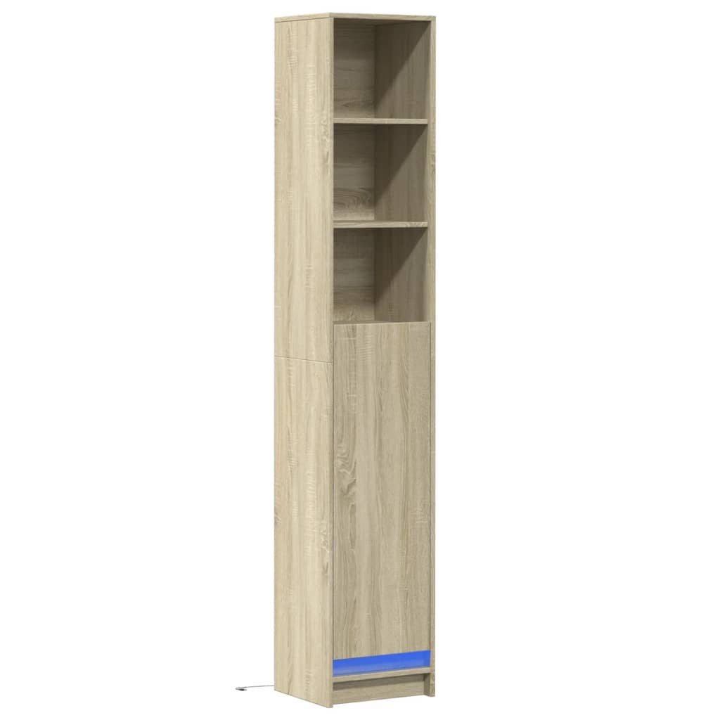 Skjenk Med Led Sonoma Eik 36X32,5X200 Cm Konstruert Tre