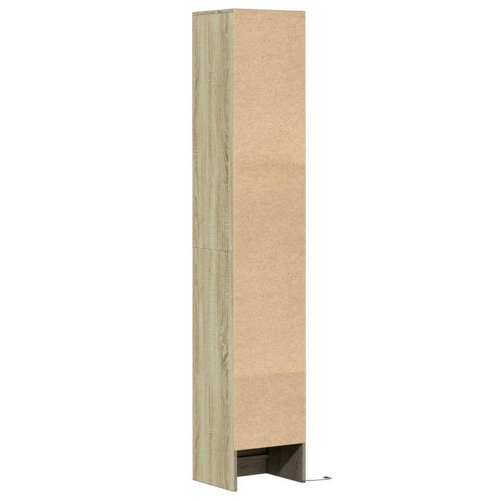 Skjenk Med Led Sonoma Eik 36X32,5X200 Cm Konstruert Tre