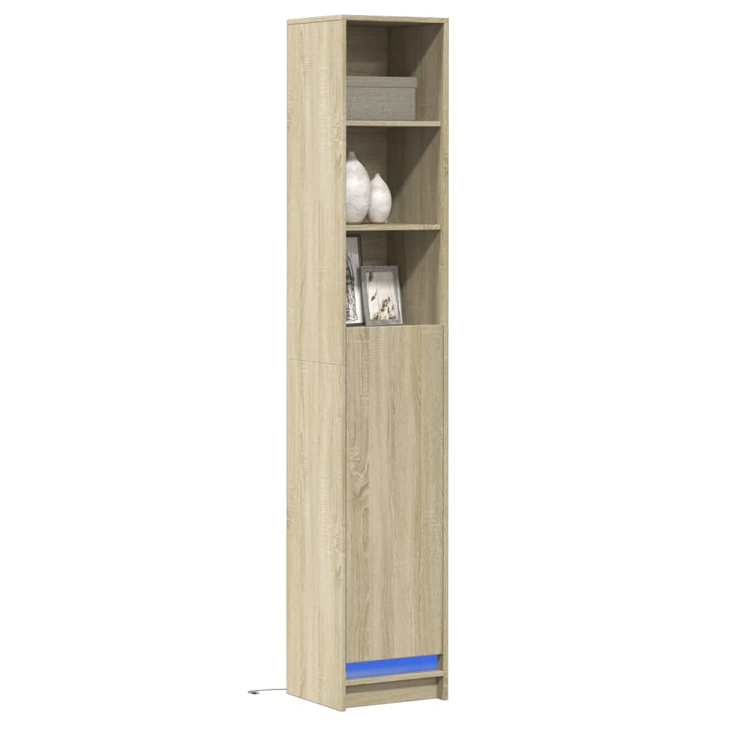Skjenk Med Led Sonoma Eik 36X32,5X200 Cm Konstruert Tre