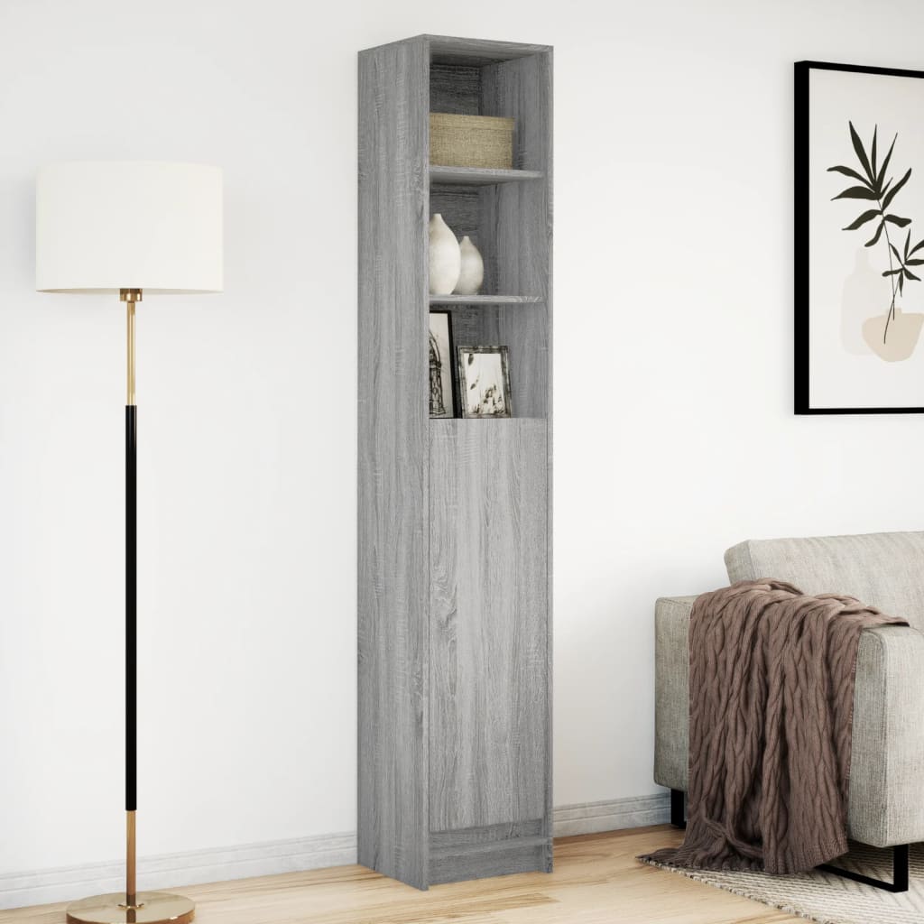 Skjenk Med Led Grå Sonoma 36X32,5X200 Cm Konstruert Tre