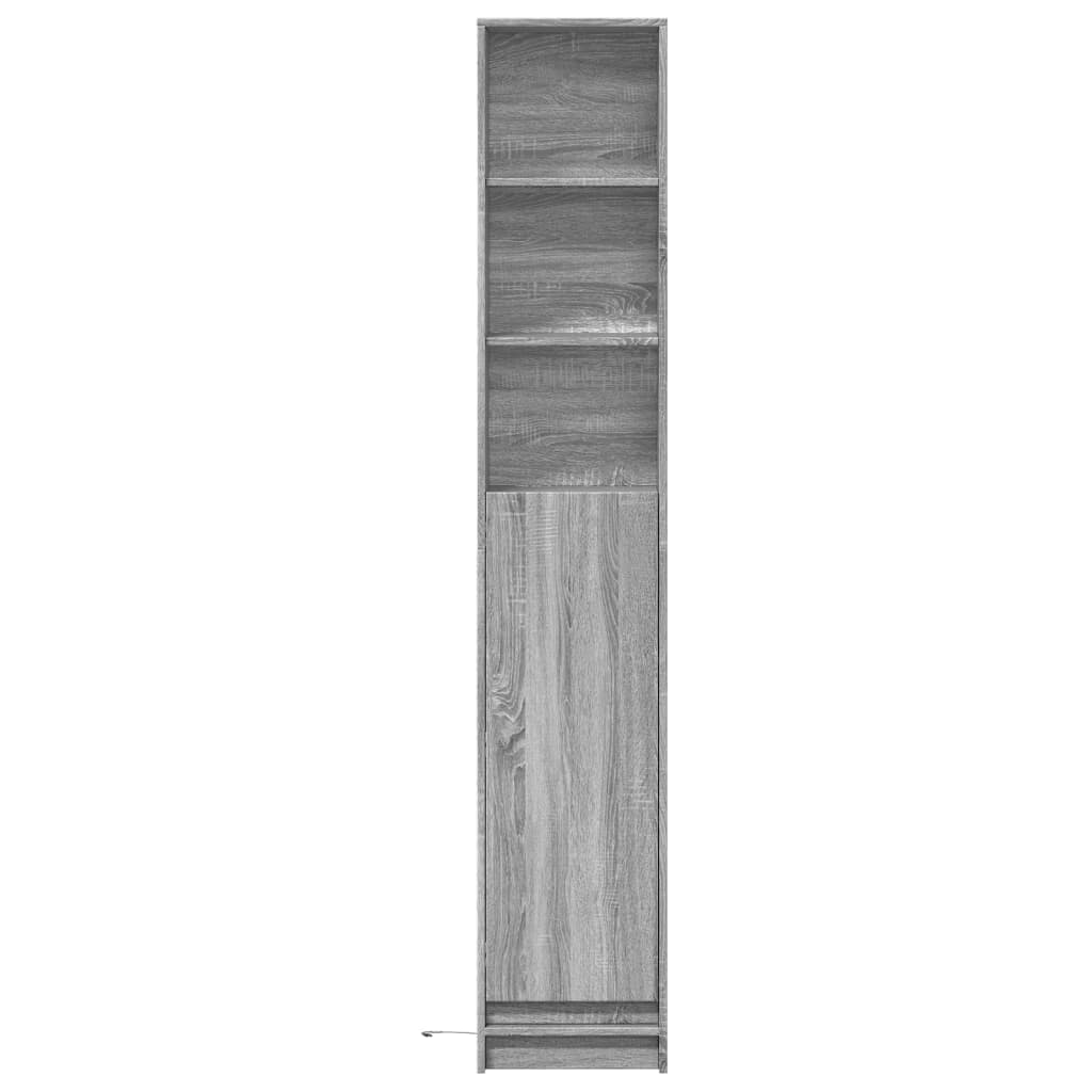 Skjenk Med Led Grå Sonoma 36X32,5X200 Cm Konstruert Tre