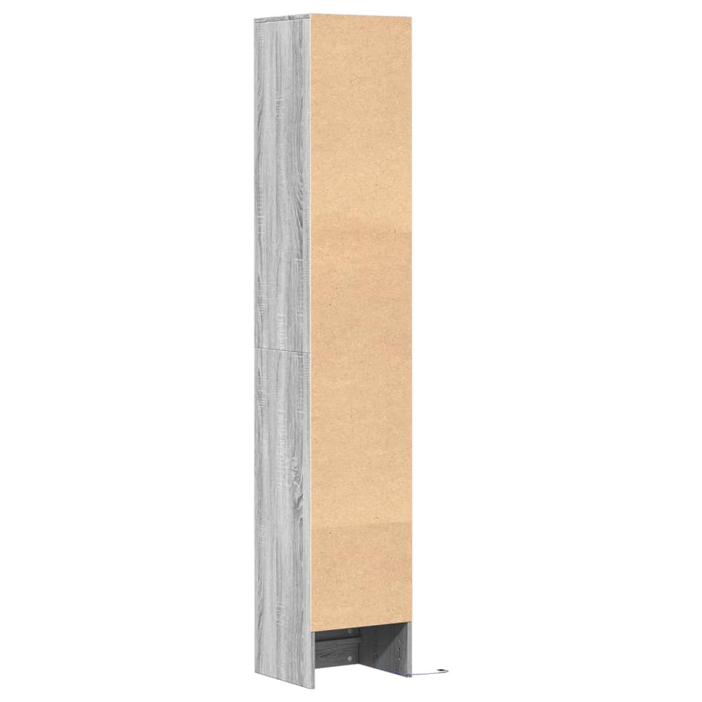 Skjenk Med Led Grå Sonoma 36X32,5X200 Cm Konstruert Tre