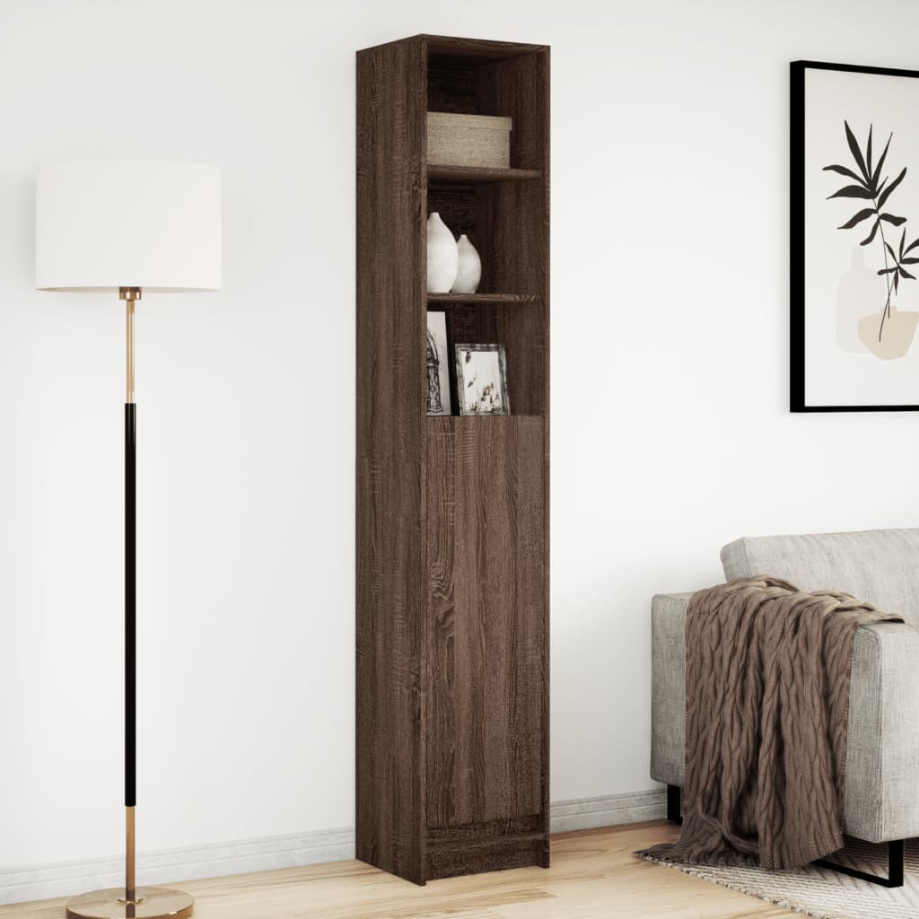 Skjenk Med Led Brun Eik 36X32,5X200 Cm Konstruert Tre