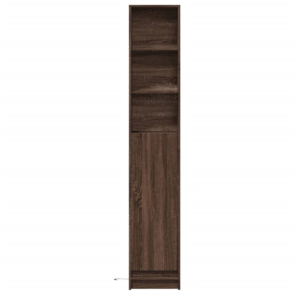Skjenk Med Led Brun Eik 36X32,5X200 Cm Konstruert Tre