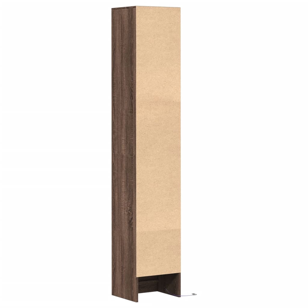 Skjenk Med Led Brun Eik 36X32,5X200 Cm Konstruert Tre