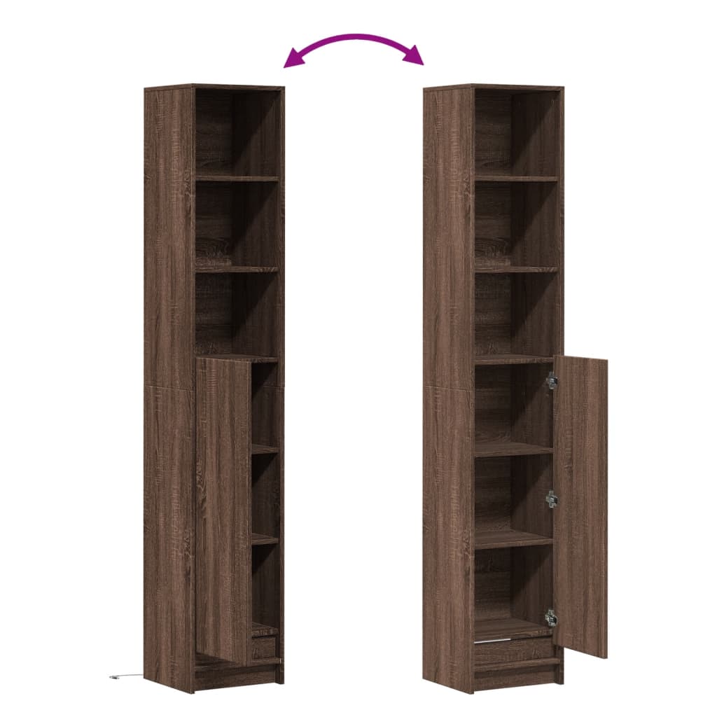 Skjenk Med Led Brun Eik 36X32,5X200 Cm Konstruert Tre