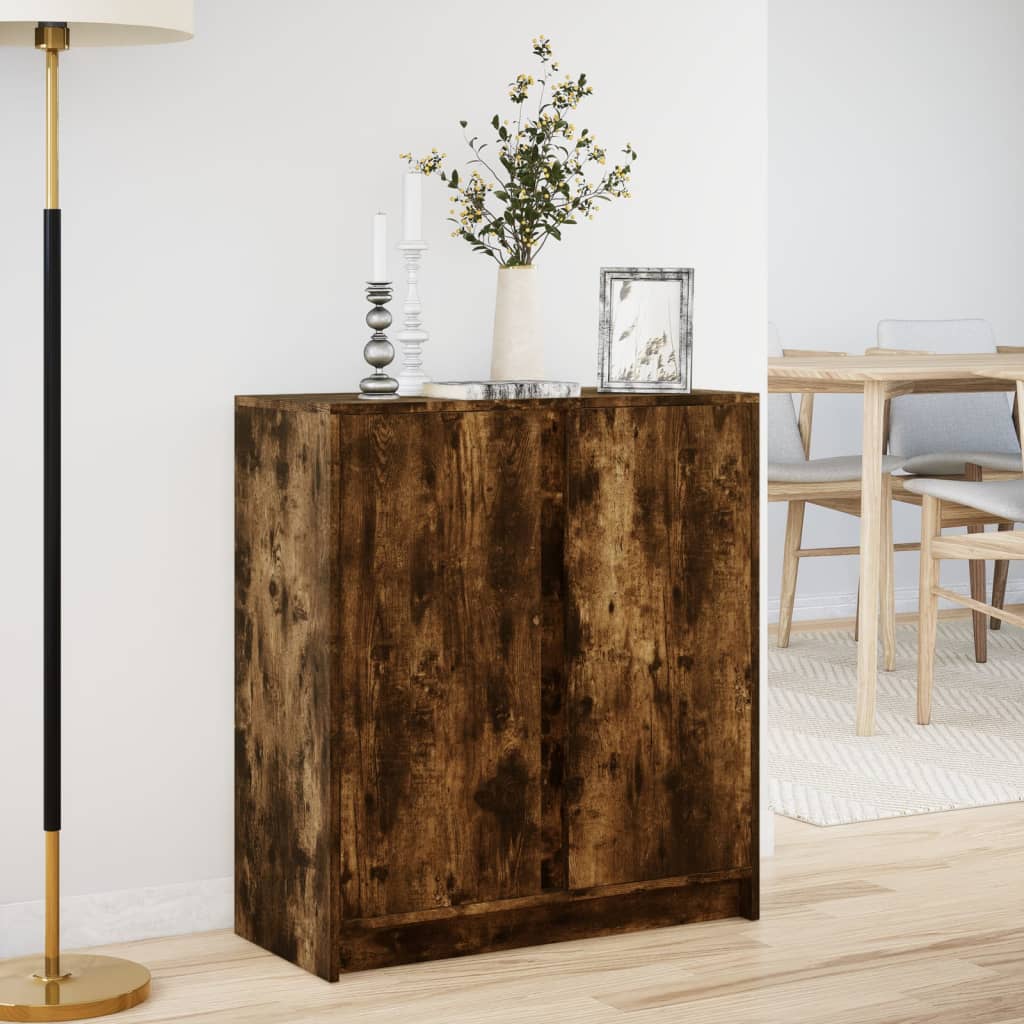 Skjenk Med Led Røkt Eik 77X34X85 Cm Konstruert Tre