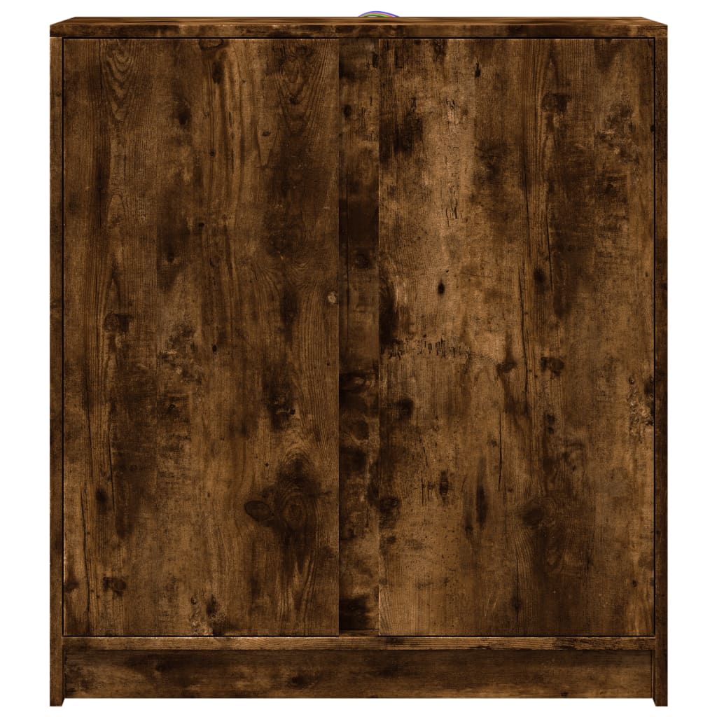 Skjenk Med Led Røkt Eik 77X34X85 Cm Konstruert Tre