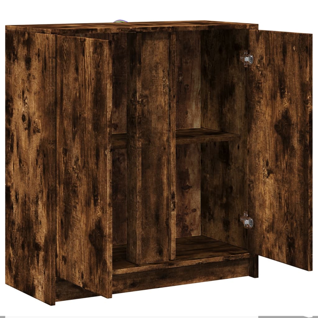 Skjenk Med Led Røkt Eik 77X34X85 Cm Konstruert Tre