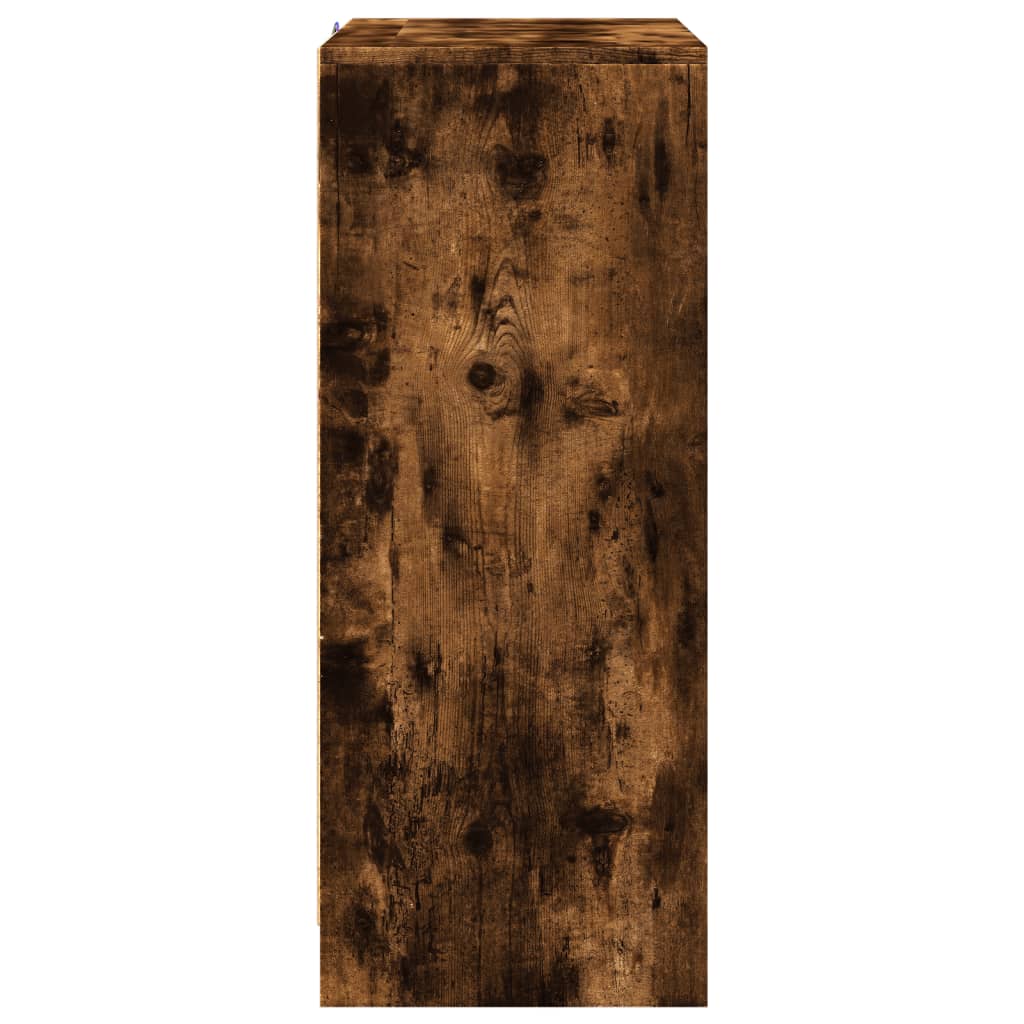 Skjenk Med Led Røkt Eik 77X34X85 Cm Konstruert Tre