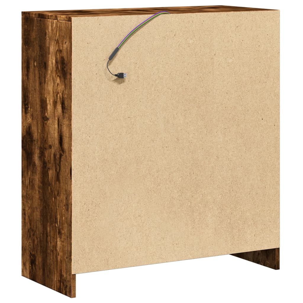 Skjenk Med Led Røkt Eik 77X34X85 Cm Konstruert Tre