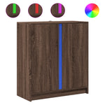 Skjenk Med Led Brun Eik 77X34X85 Cm Konstruert Tre