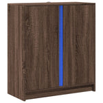 Skjenk Med Led Brun Eik 77X34X85 Cm Konstruert Tre