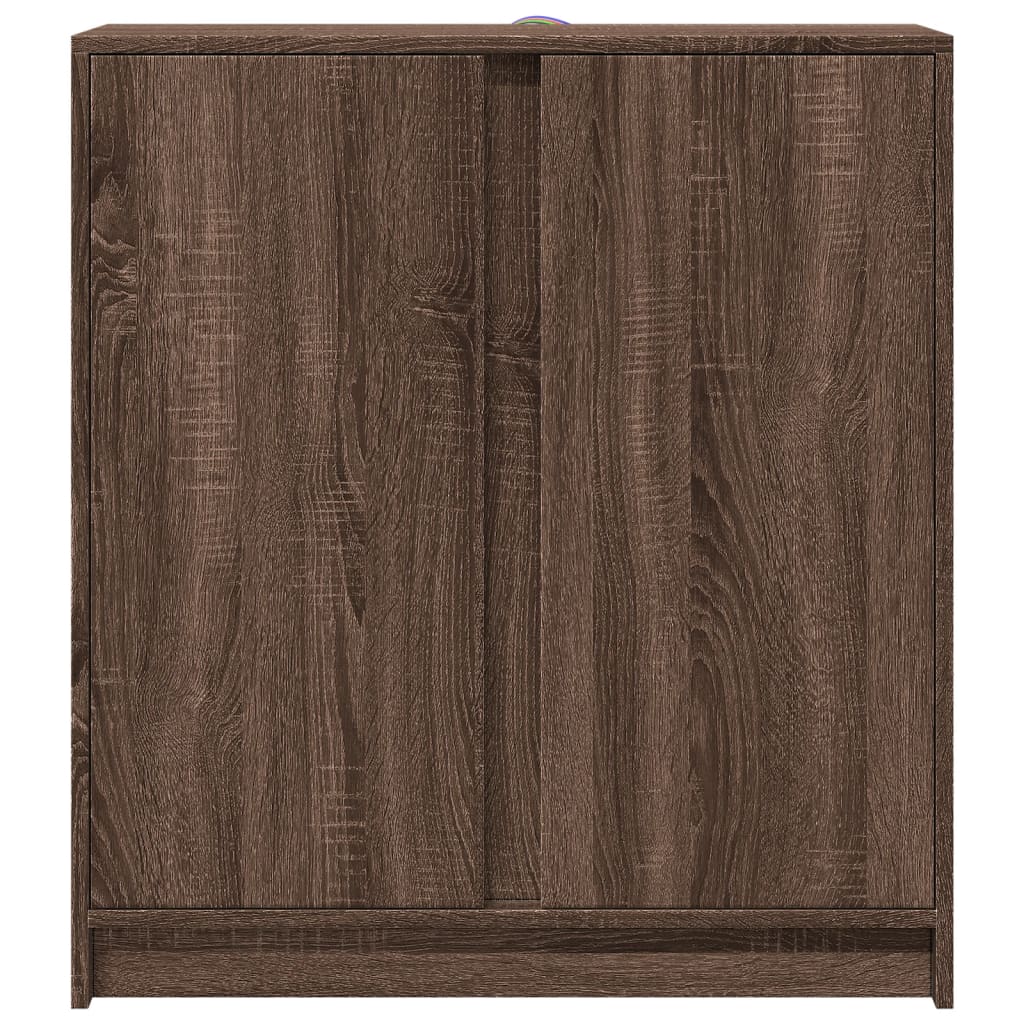 Skjenk Med Led Brun Eik 77X34X85 Cm Konstruert Tre