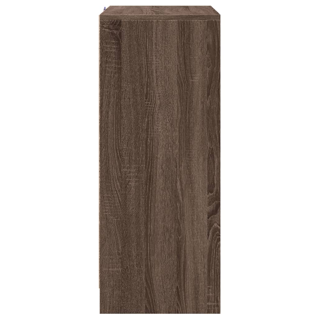 Skjenk Med Led Brun Eik 77X34X85 Cm Konstruert Tre