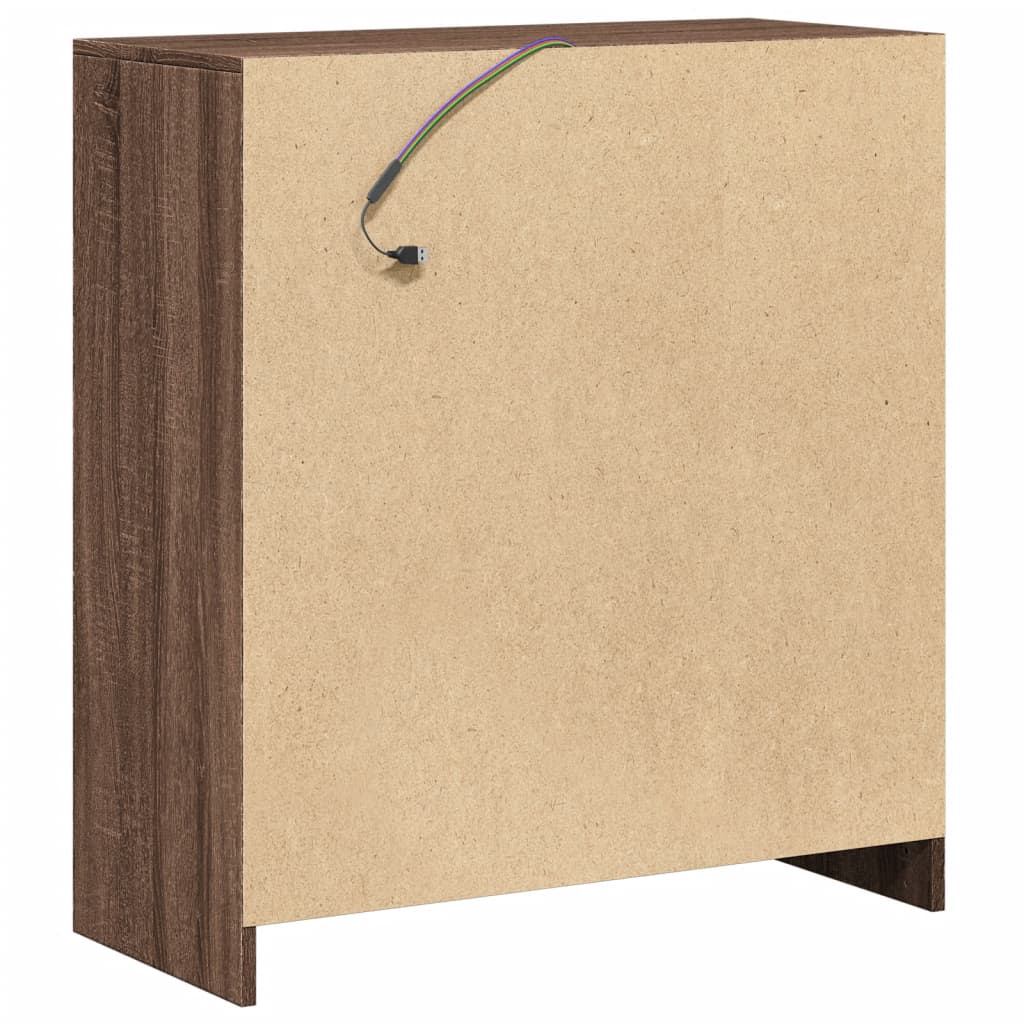 Skjenk Med Led Brun Eik 77X34X85 Cm Konstruert Tre