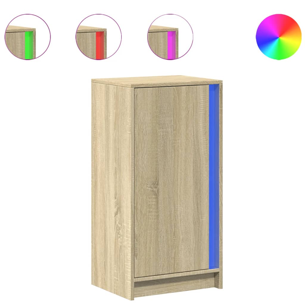 Skjenk Med Led Sonoma Eik 42,5X34X85 Cm Konstruert Tre