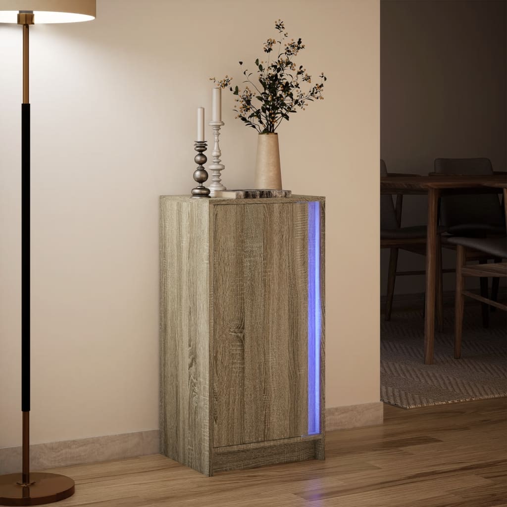 Skjenk Med Led Sonoma Eik 42,5X34X85 Cm Konstruert Tre