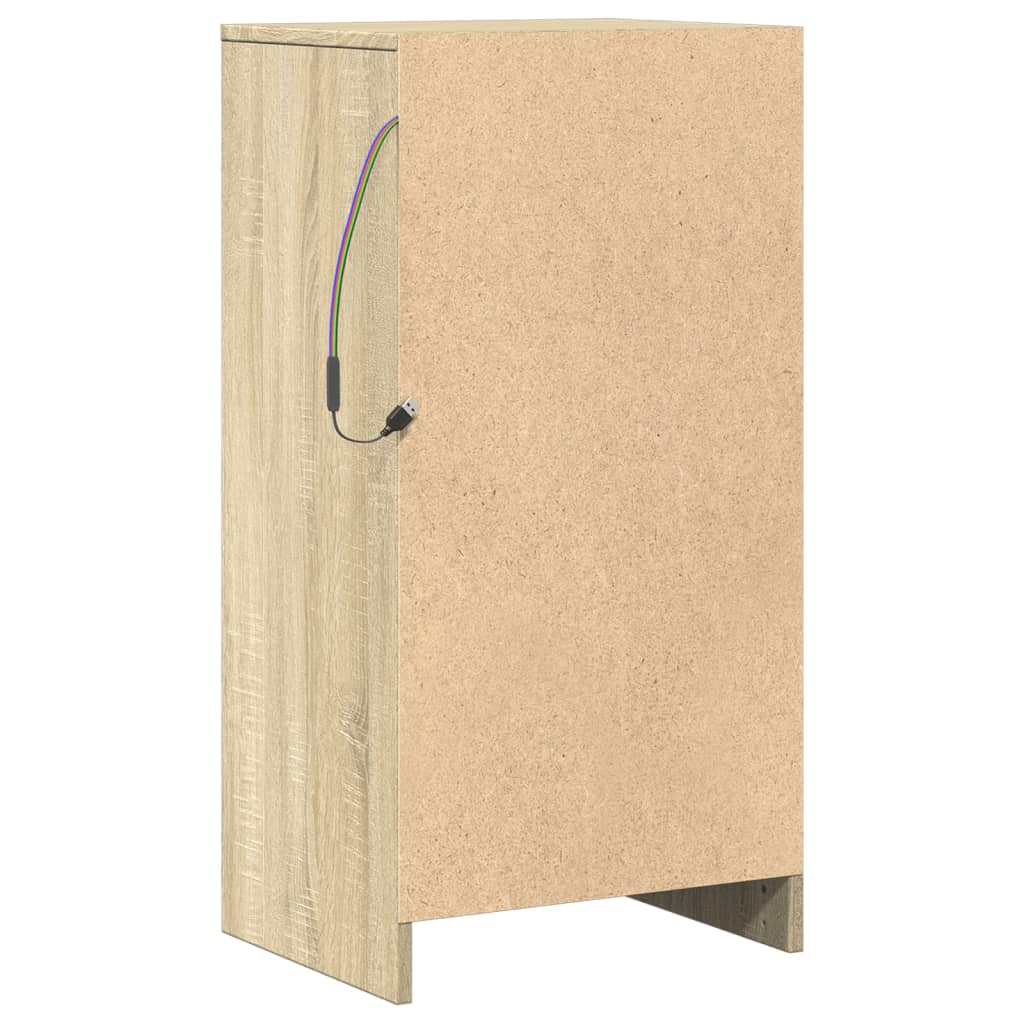 Skjenk Med Led Sonoma Eik 42,5X34X85 Cm Konstruert Tre