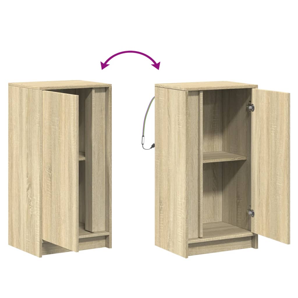 Skjenk Med Led Sonoma Eik 42,5X34X85 Cm Konstruert Tre