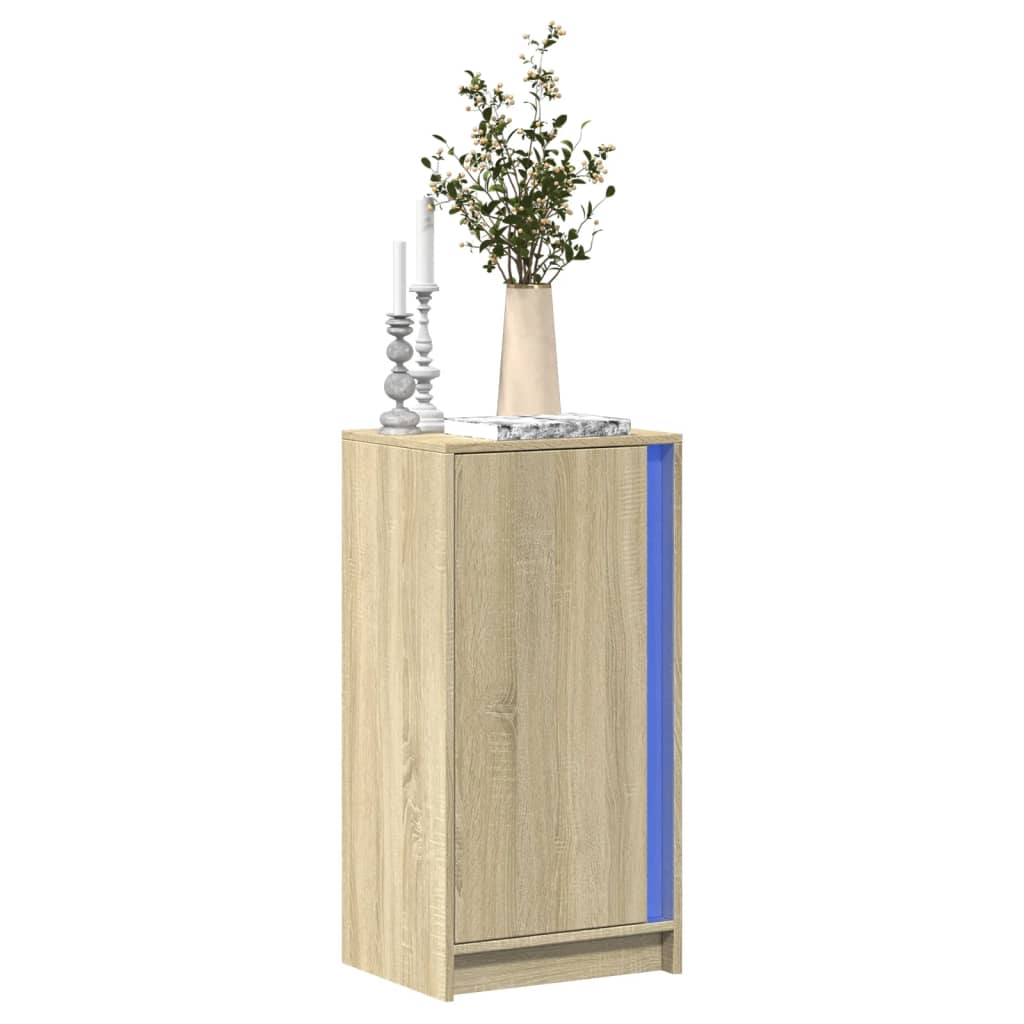 Skjenk Med Led Sonoma Eik 42,5X34X85 Cm Konstruert Tre