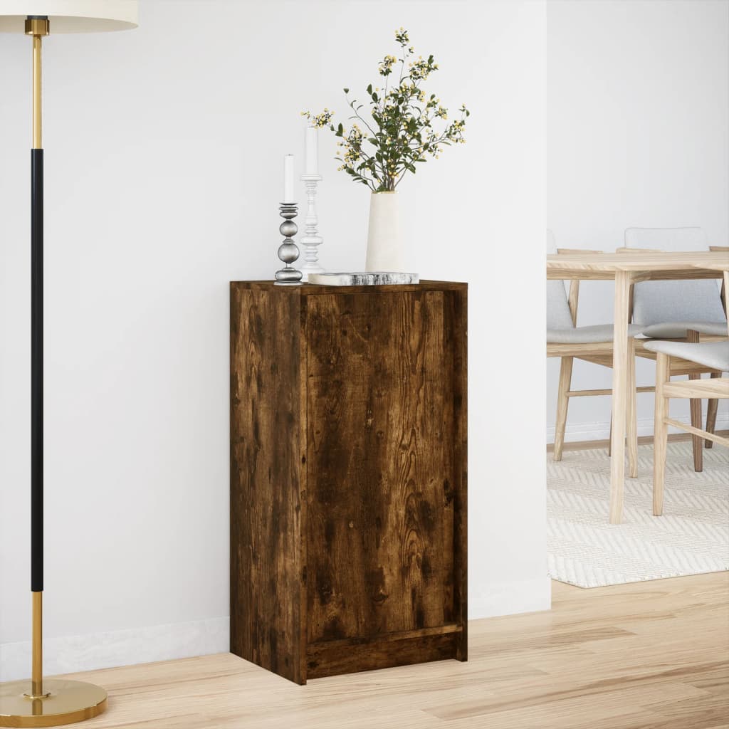 Skjenk Med Led Røkt Eik 42,5X34X85 Cm Konstruert Tre