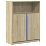 Skjenk Med Led Sonoma Eik 77X34X100 Cm Konstruert Tre
