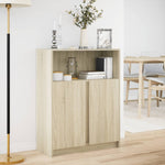 Skjenk Med Led Sonoma Eik 77X34X100 Cm Konstruert Tre